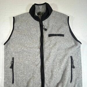 Orvis Men's Vest Size Large Fleece Gray Black Jacket Full Zip Sleeveless